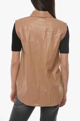 Camicia ARYA In Ecopelle Senza Manica con Taschino a Toppa