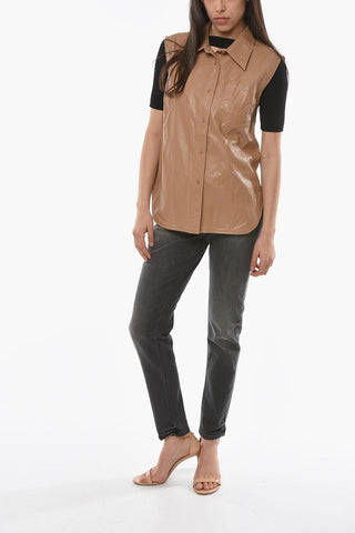 Camicia ARYA In Ecopelle Senza Manica con Taschino a Toppa