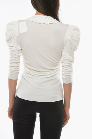 Ruched JEN Long-sleeved Top with Padded Shoulders