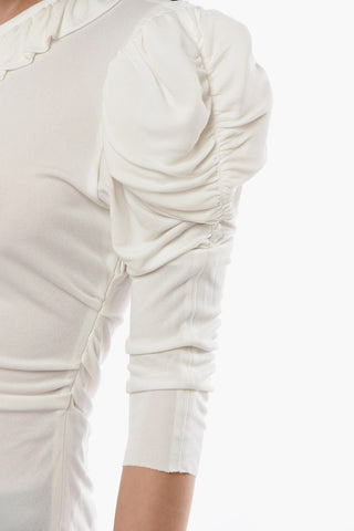 Ruched JEN Long-sleeved Top with Padded Shoulders