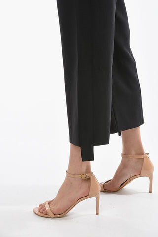Pantaloni Boot-cut in Misto Lana Vergine con Orlo Sfrangiato