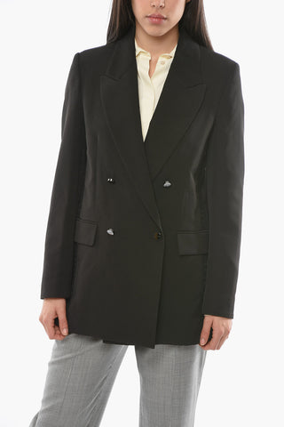 Blazer Doppiopetto con Bande a Contrasto Logate