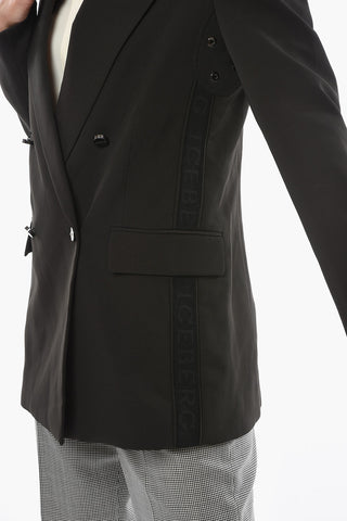 Blazer Doppiopetto con Bande a Contrasto Logate