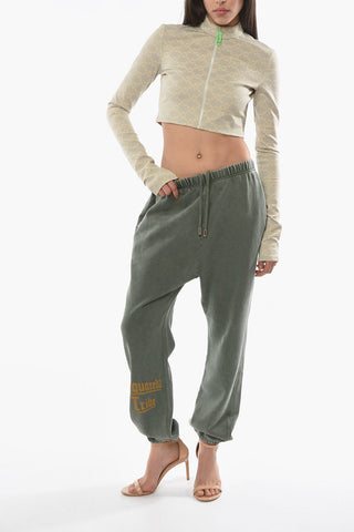 SEASONAL Long-sleeve Crop Top with Monogram Allover and Brooch Detail