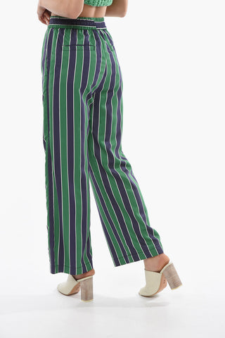 Pantaloni Palazzo a Righe con Elastico in Vita