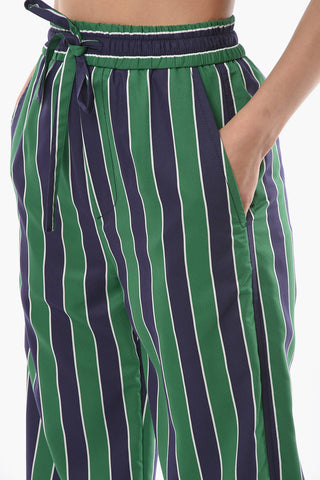 Pantaloni Palazzo a Righe con Elastico in Vita