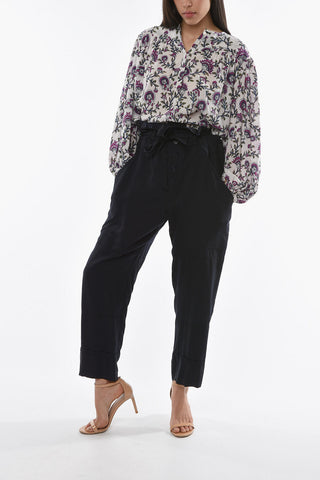 ETOILE Rayon-blend SINEBA High-waisted Pants with Belt