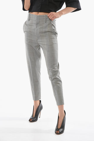 ETOILE Virgin-wool NOAH High-waisted Pants in Glen-check Motif