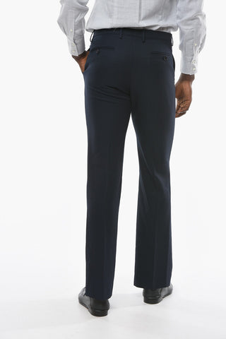 Pantaloni in Lana Vergine con Tasche a Filo