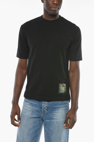 Crew-neck T-shirt with WKSP Logo Patch