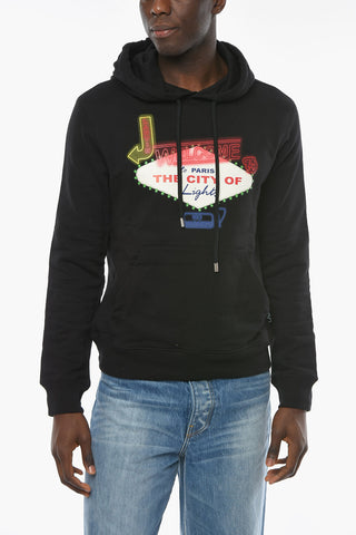 Jersey Cotton Hoodie Sweatshirt with Multicolored Print