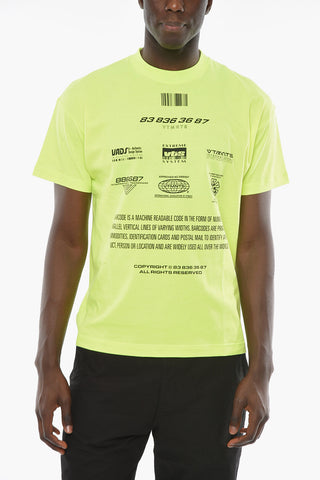 T-shirt in Jersey di Cotone con Stampa BARCODE Allover
