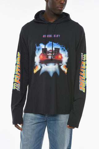 Felpa Hoodie BACK TO THE FUTURE in Jersey con Stampa Barcode sul Retro
