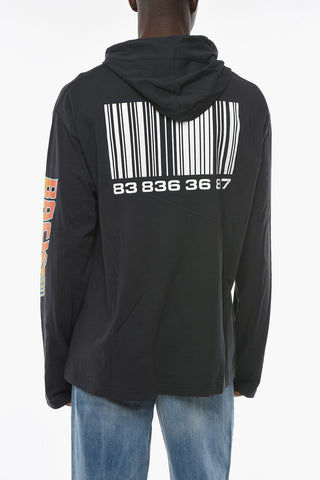 Felpa Hoodie BACK TO THE FUTURE in Jersey con Stampa Barcode sul Retro