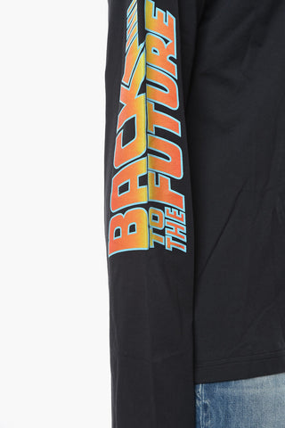 Felpa Hoodie BACK TO THE FUTURE in Jersey con Stampa Barcode sul Retro