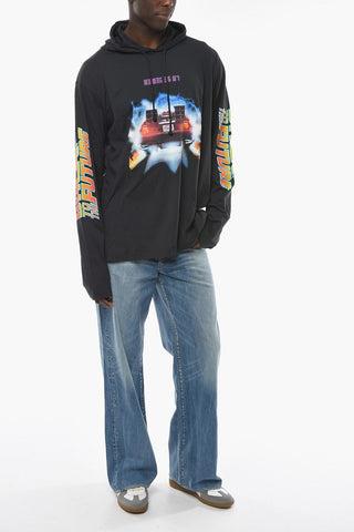 Felpa Hoodie BACK TO THE FUTURE in Jersey con Stampa Barcode sul Retro