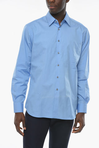 Camicia in Cotone Popeline con Collo Francese