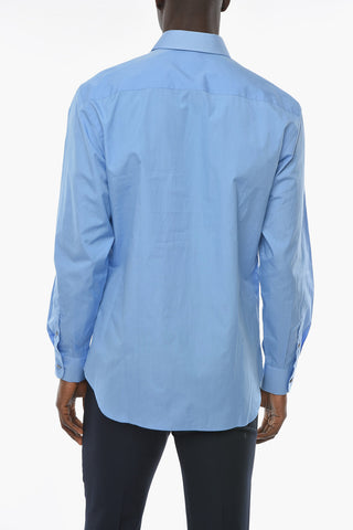 Camicia in Cotone Popeline con Collo Francese