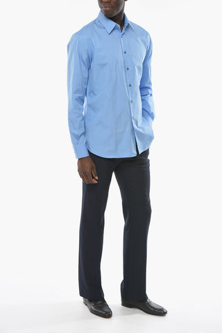 Camicia in Cotone Popeline con Collo Francese