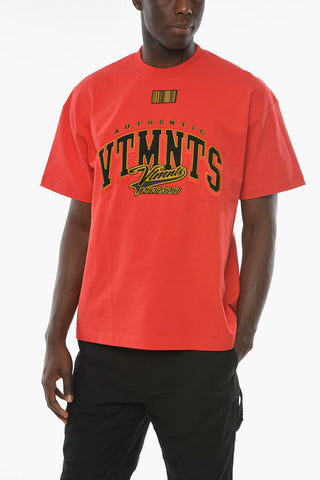 COLLEGE T-shirt with Logo Lettering and BARCODE Print