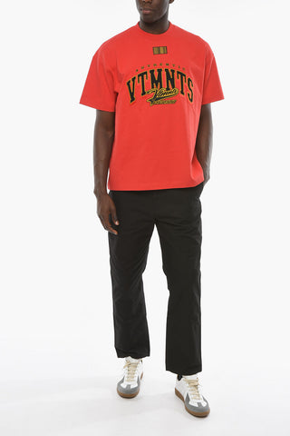 COLLEGE T-shirt with Logo Lettering and BARCODE Print