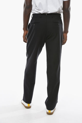 Pleated Wide Pants with Barcode Logo