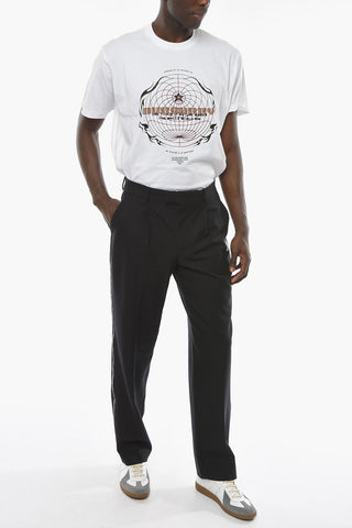 Pleated Wide Pants with Barcode Logo