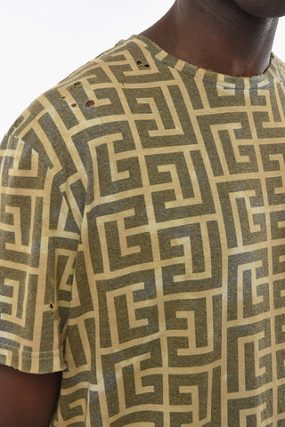 Monorammed T-shirt with Distressed Effect