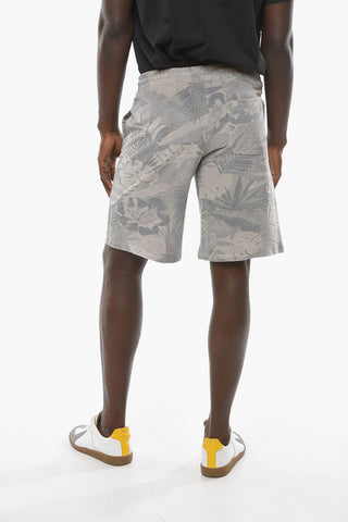 Shorts con Motivo Tattile Floreale e Logo Patch in Velluto