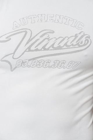 Sleeveless Turtleneck T-shirt with Ton-sur-ton Lettering