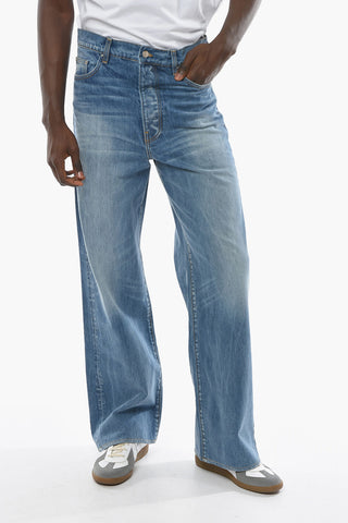 Jeans BAGGY in Cotone Slavato a Gamba Ampia con Logo Patch