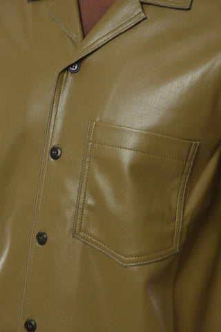 Vegan Leather Short Sleeve Shirt