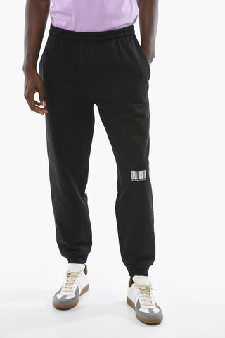 Fleece Cotton Joggers with Elasticated Waistband and BARCODE Print