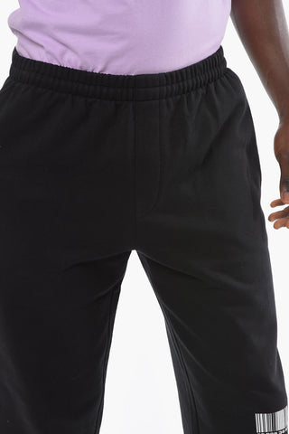 Fleece Cotton Joggers with Elasticated Waistband and BARCODE Print
