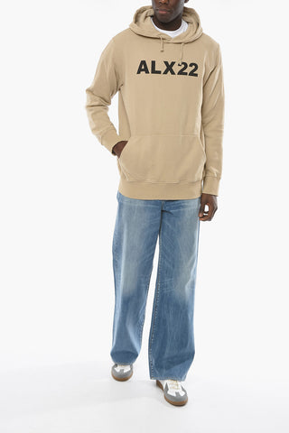 Hoodie Sweatshirt with Contrasting Logo Lettering and Kangaroo Pocket