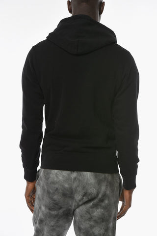 Felpa Hoodie BLACK CLOU con Lettering a Contrasto e Tasca a Marsupio