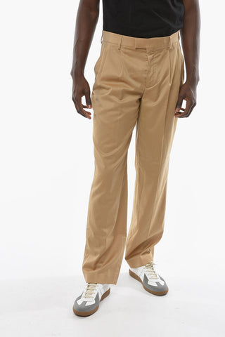 Pleated Wide Pants with Barcode Logo