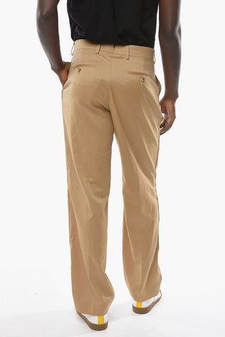 Pleated Wide Pants with Barcode Logo