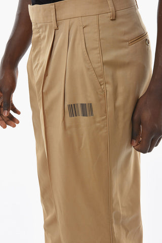 Pleated Wide Pants with Barcode Logo