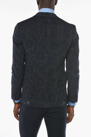 Corduroy Blazer with Paisley Pattern and Flap Pockets
