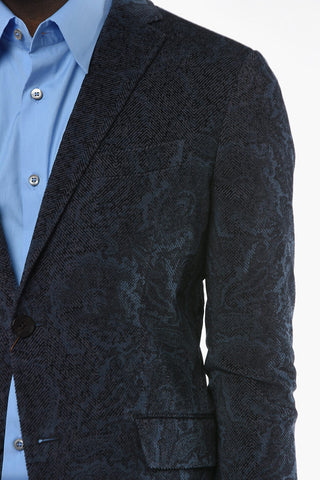 Corduroy Blazer with Paisley Pattern and Flap Pockets