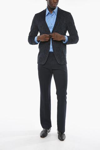 Corduroy Blazer with Paisley Pattern and Flap Pockets