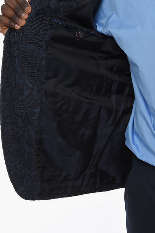 Corduroy Blazer with Paisley Pattern and Flap Pockets