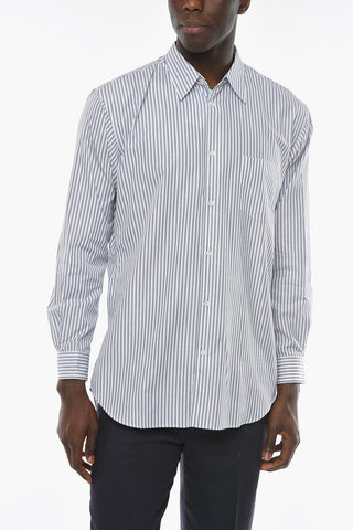 SHIRT Cotton Shirt with Hairline Striped Pattern and Chest Pocket