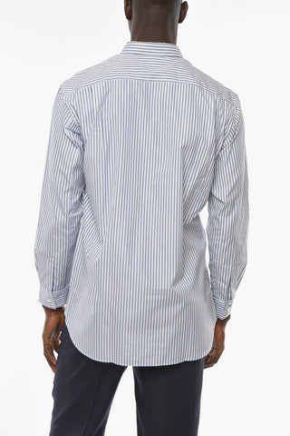 SHIRT Cotton Shirt with Hairline Striped Pattern and Chest Pocket