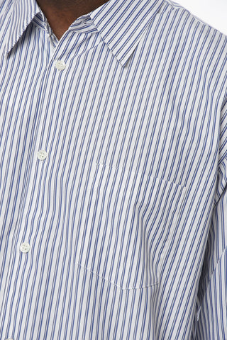 SHIRT Cotton Shirt with Hairline Striped Pattern and Chest Pocket