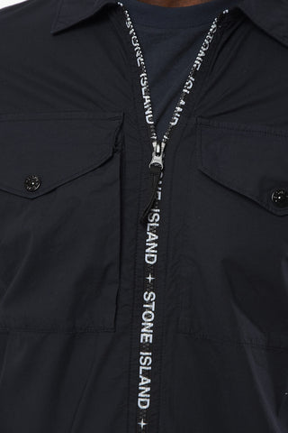 Logoed Zip Stretch Cotton Overshirt