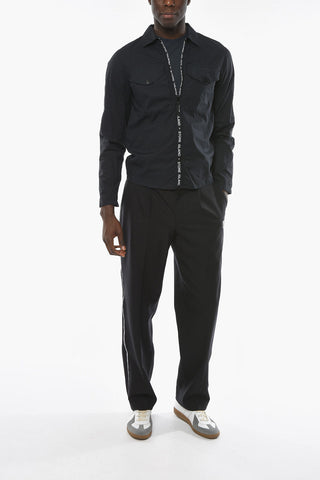 Logoed Zip Stretch Cotton Overshirt