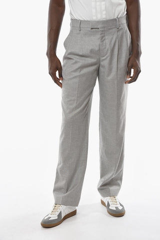 Pleated Wide Pants with Barcode Logo