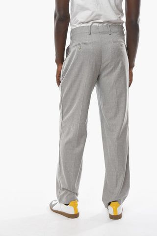 Pleated Wide Pants with Barcode Logo